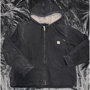Carhartt WJ141 Sherpa-Lined Hooded Jacket Black 2X Women’s Heavyweight Work Coat